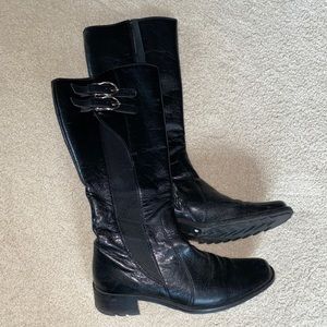 Paul green black leather knee high boots